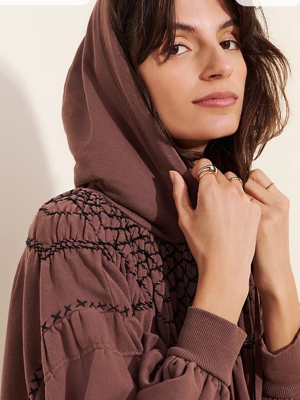 Free People Marty Smocked Hooded Dress/Tunic NWOT - Picture 6 of 13